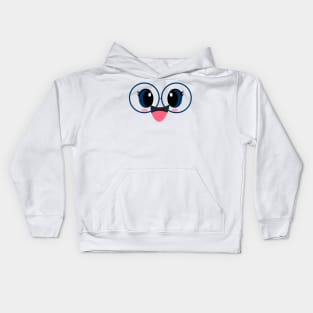 Cute Blue Eyes with Glasses Kids Hoodie